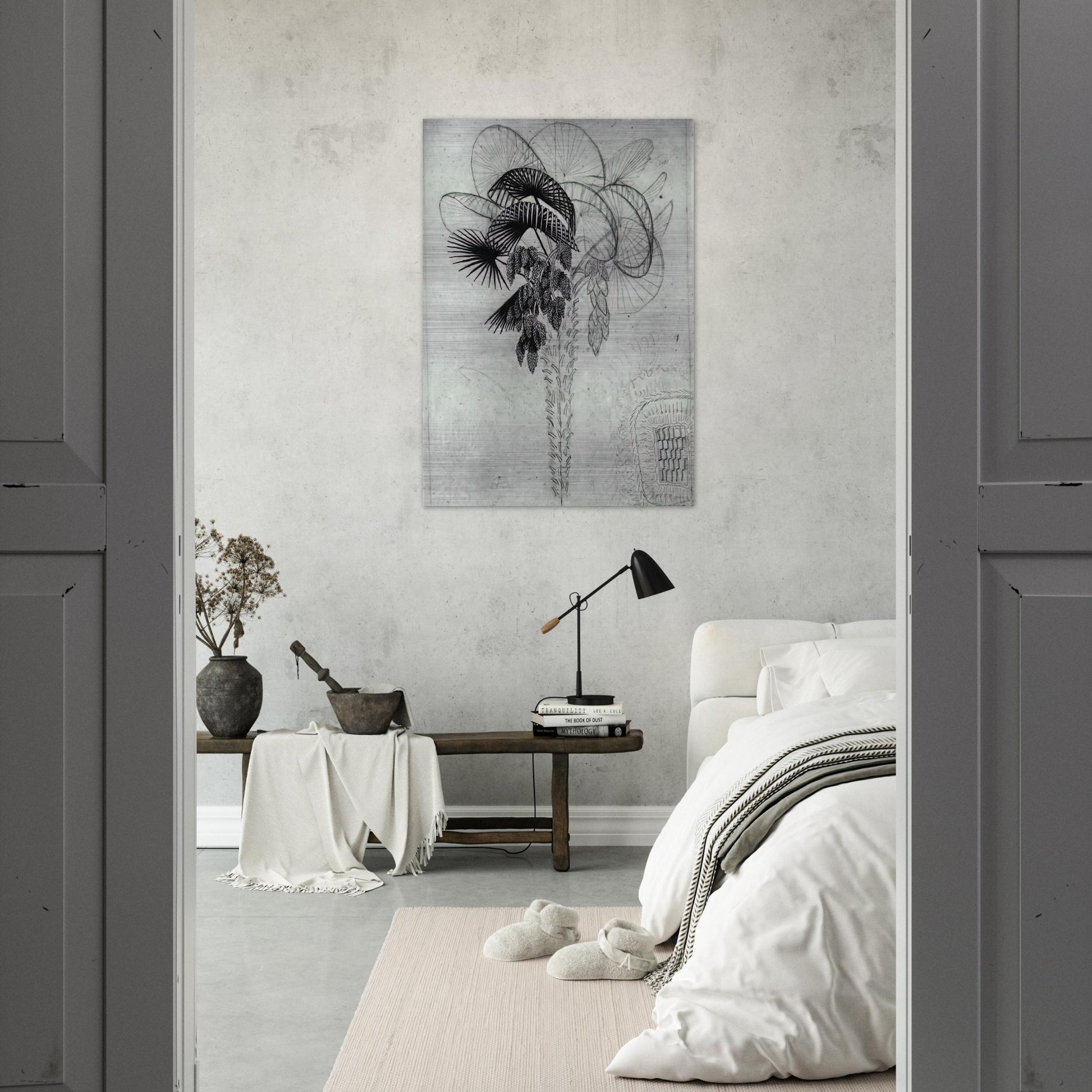 PALM TREE SKETCH - MC Escher Brushed Aluminum Print - 70x100 cm / 28x40 inches | MC Escher Aluminum Print | MC Escher Prints