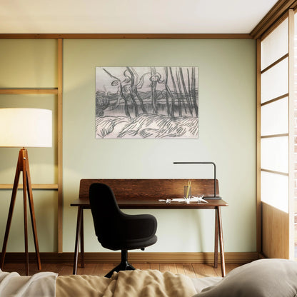 A Row of Bare Trees - Vincent van Gogh Brushed Aluminum Print - 70x100 cm / 28x40 inches | Vincent van Gogh Aluminum Print | Vincent van Gogh Prints