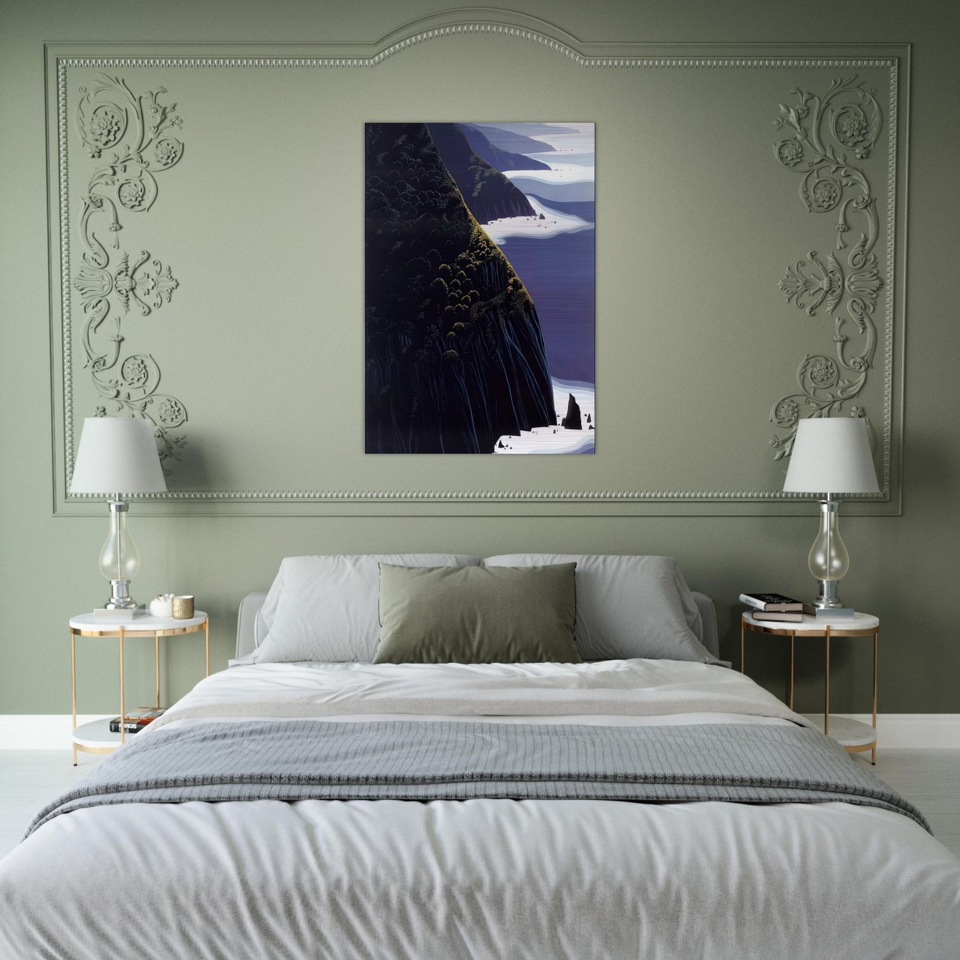 Gray Big Sur - Eyvind Earle Brushed Aluminum Print - 70x100 cm / 28x40 inches | Eyvind Earle Aluminum Print | Eyvind Earle Prints