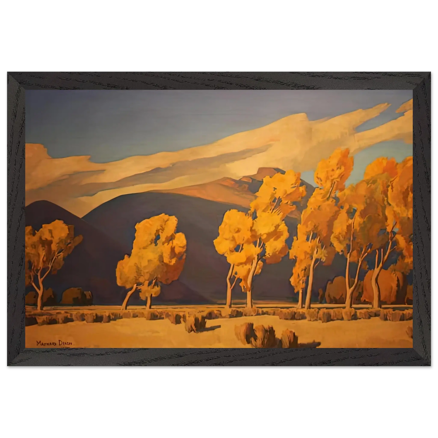Maynard Dixon - NOVEMBER IN NEVADA 1935 Wall art - 30x40 cm / 12x16 Inches - Premium Wooden Framed Poster With Fine Art Paper - White frame