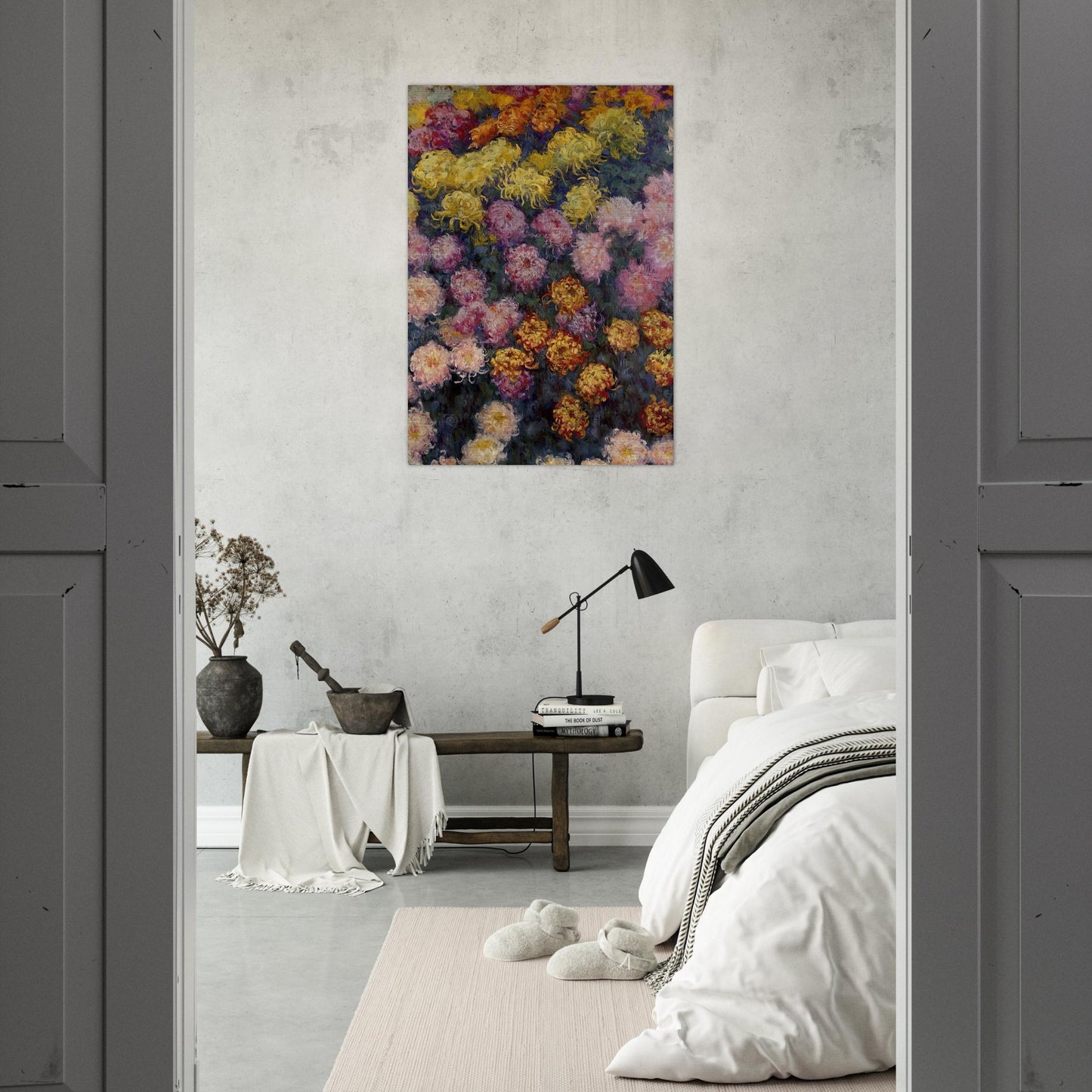 Bed of Chrysanthemums - claude monet Brushed Aluminum Print - 70x100 cm / 28x40 inches | claude monet Aluminum Print | claude monet Prints
