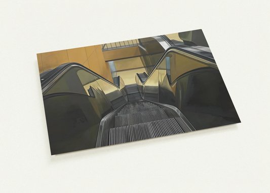 ESCALATOR 1970 By Richard Estes Pack of 10 Post Cards | Richard Estes Post Cards | A6 (10.5 x 14.8 cm) - 4.1 x 5.8 inches