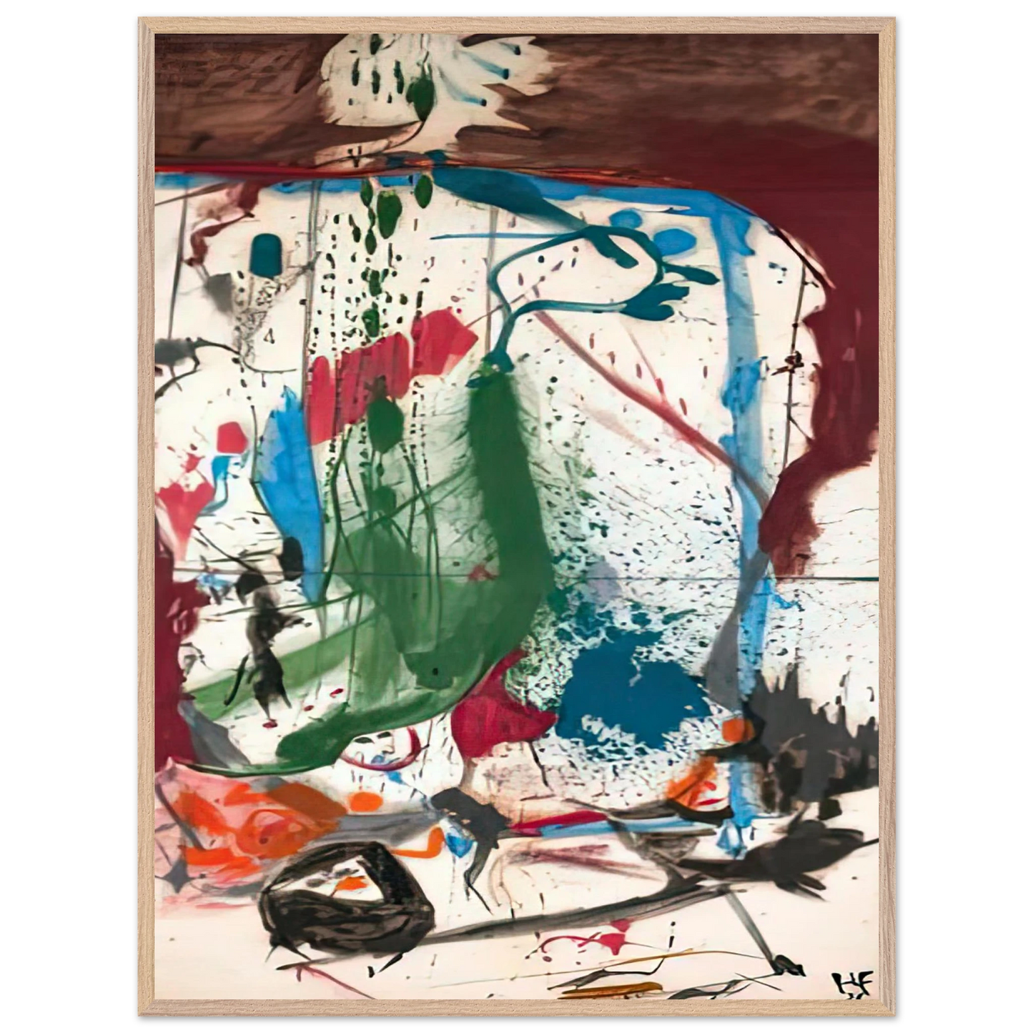 Helen Frankenthaler - Las Mayas, 1958- Wall Art - 21x29.7 cm / 8x12" - Premium Wooden Framed Poster With Fine Art Paper-canvas - Wood frame