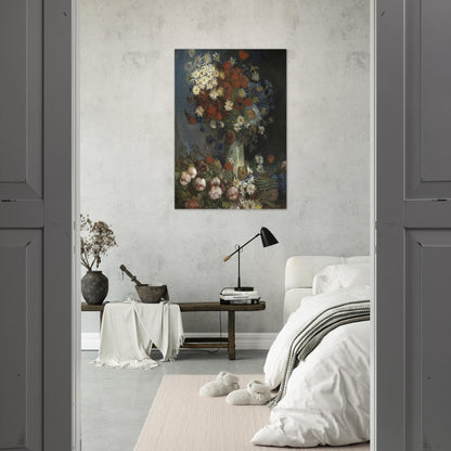 Still life with meadow flowers and roses - Vincent van Gogh Brushed Aluminum Print - 70x100 cm / 28x40 inches | Vincent van Gogh Aluminum Print | Vincent van Gogh Prints