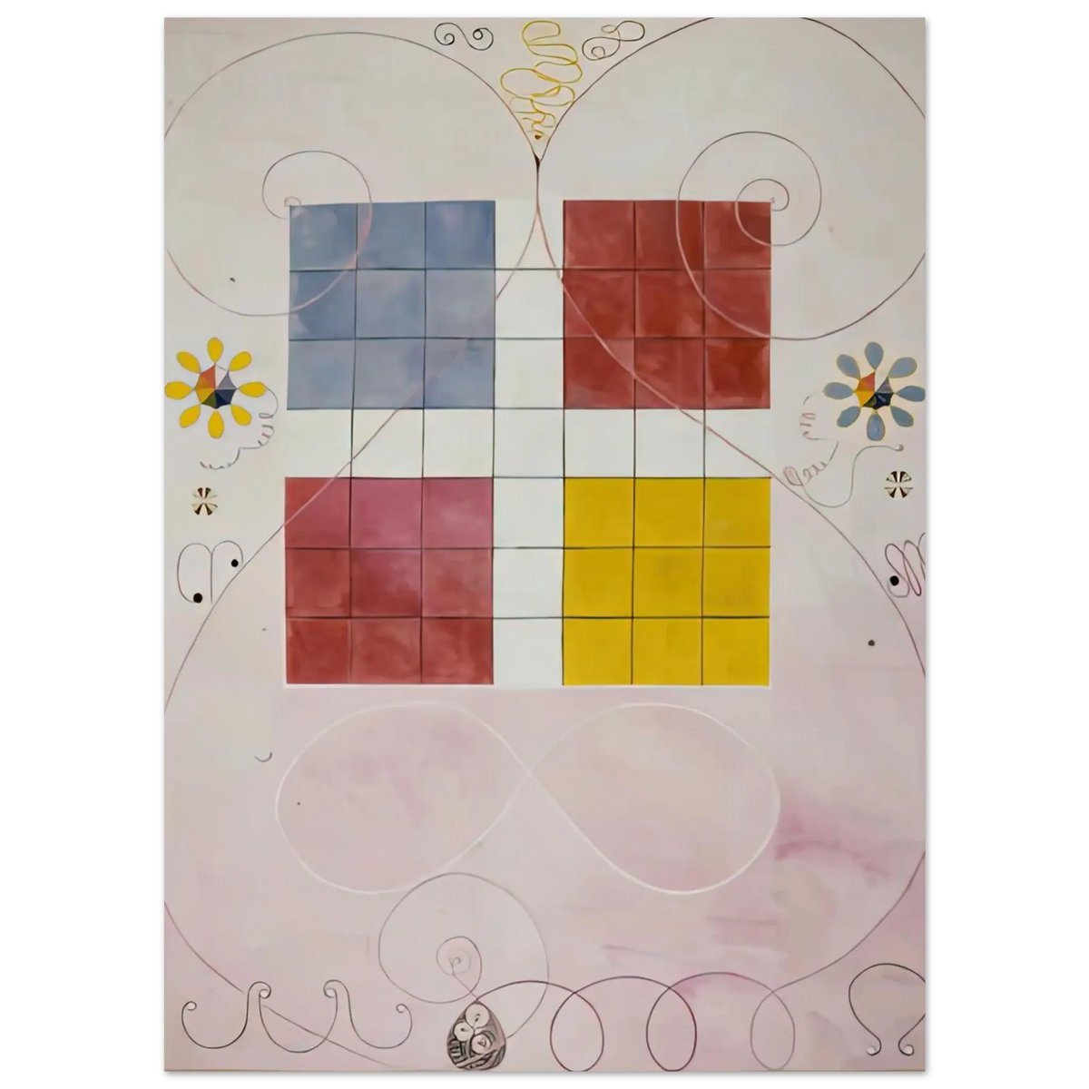 Hilma af Klint - DE TIO ST RSTA N 10 ALDERDOMEN 1907 Wall art - 70x100 cm / 28x40 Inches - Premium Wooden Framed Poster With Fine Art Paper - White frame