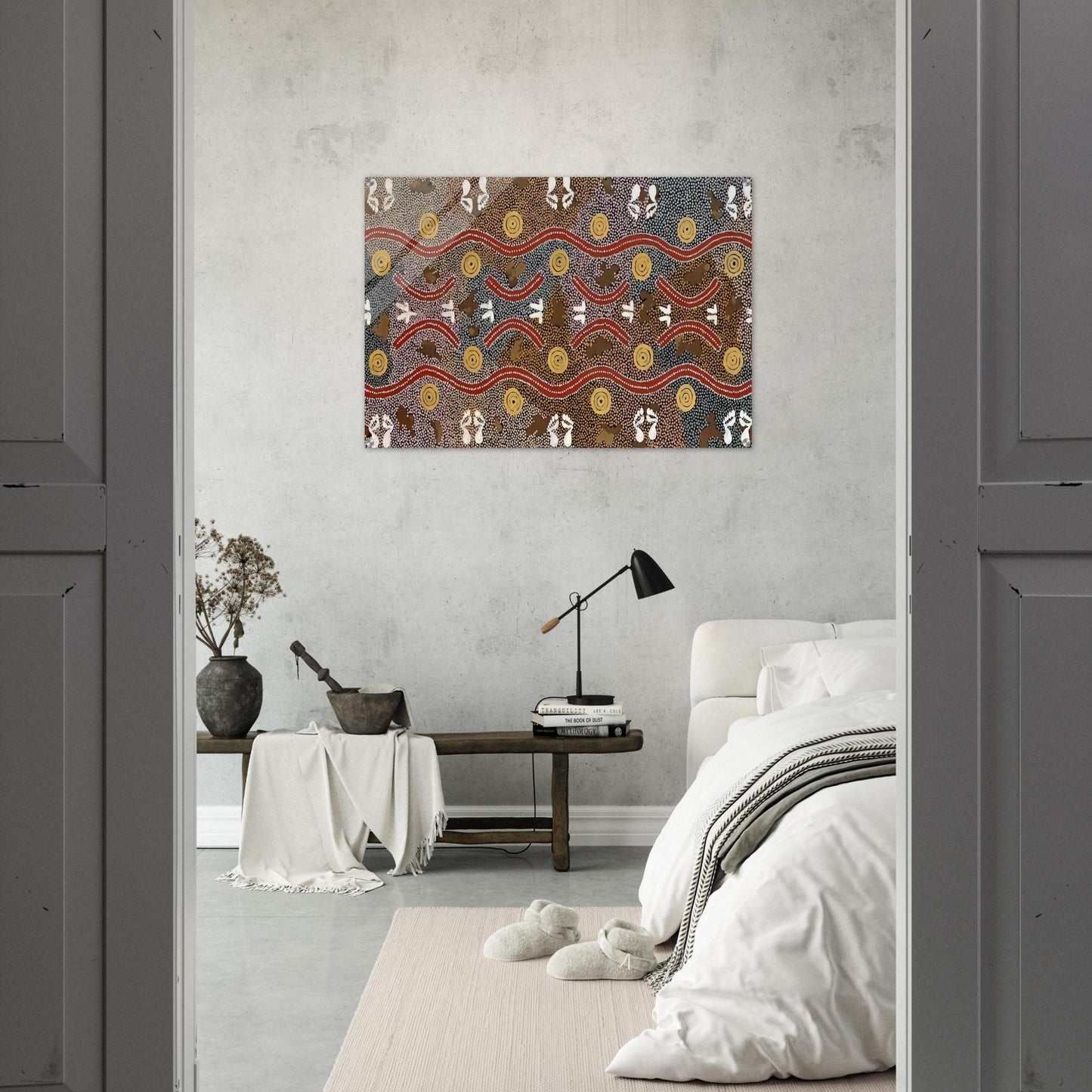 Possum Dreaming - Native Art - Clifford Possum Tjapaltjarri Acrylic Print - 70x100 cm / 28x40″ inches