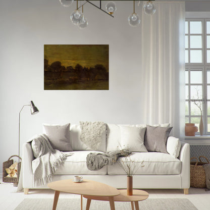 Village at sunset - Vincent van Gogh Brushed Aluminum Print - 70x100 cm / 28x40 inches | Vincent van Gogh Aluminum Print | Vincent van Gogh Prints