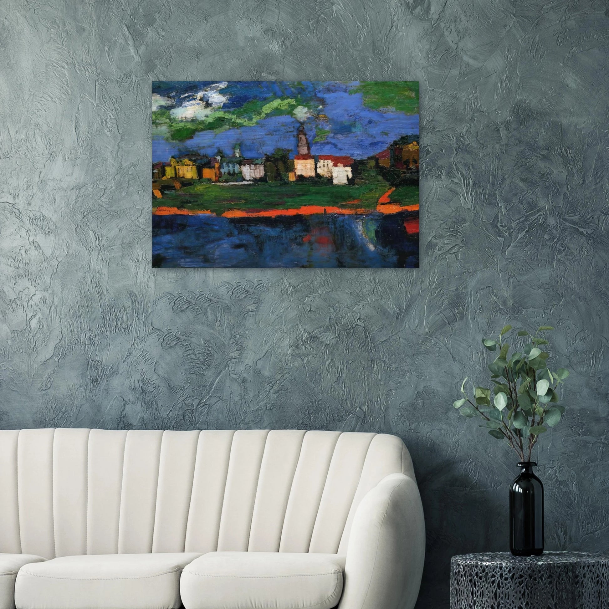 THE ELBE NEAR DRESDEN - OSKAR KOKOSCHKA Brushed Aluminum Print - 70x100 cm / 28x40 inches | OSKAR KOKOSCHKA Aluminum Print | OSKAR KOKOSCHKA Prints
