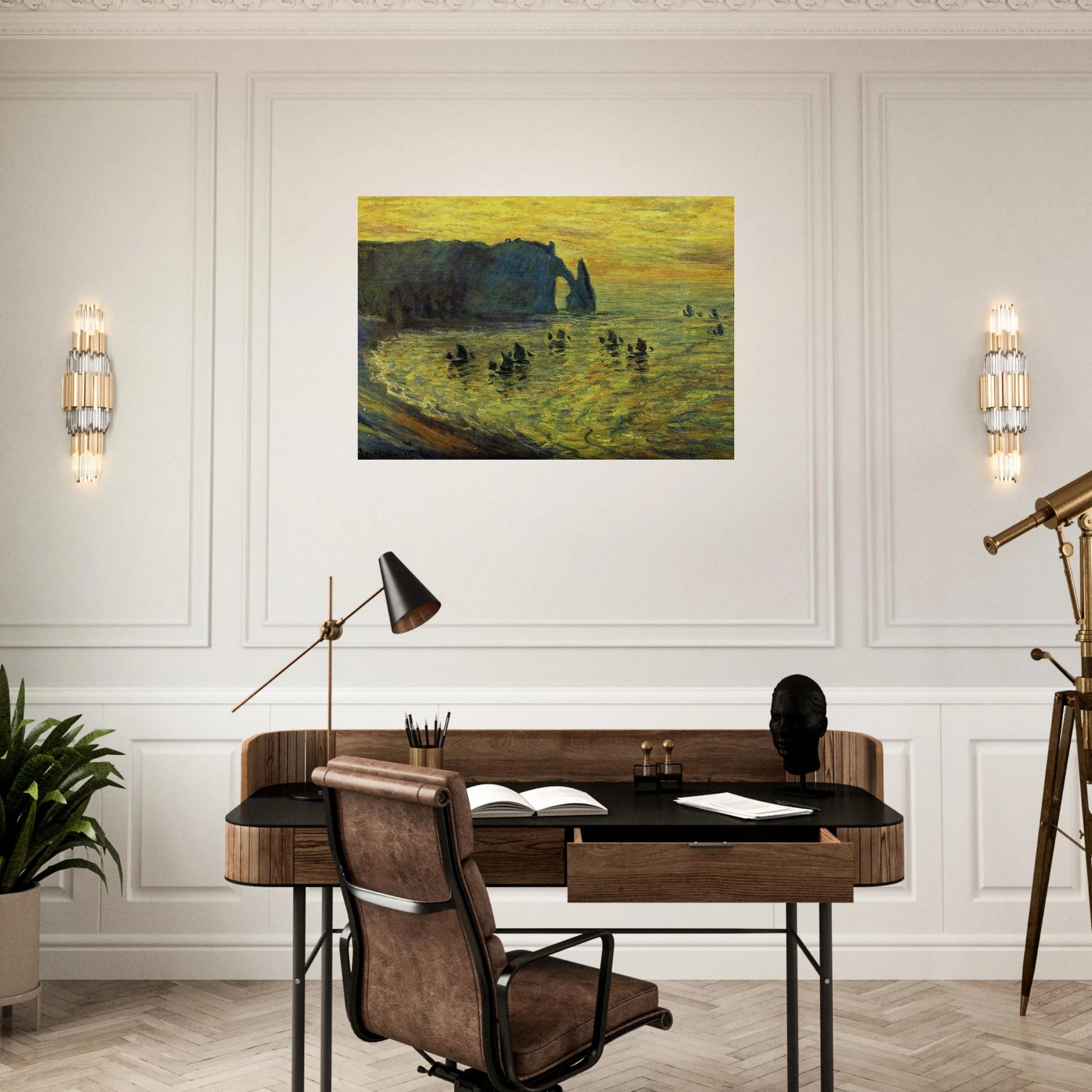 The Cliffs at Etretat - claude monet Brushed Aluminum Print - 70x100 cm / 28x40 inches | claude monet Aluminum Print | claude monet Prints