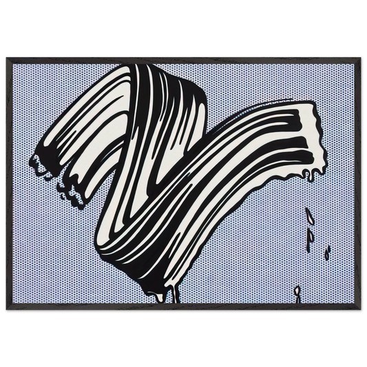 WHITE BRUSHSTROKE I 1965 - Roy Lichtenstein 70x100 cm / 28x40 inches Framed Art Print – Black Wooden Frame