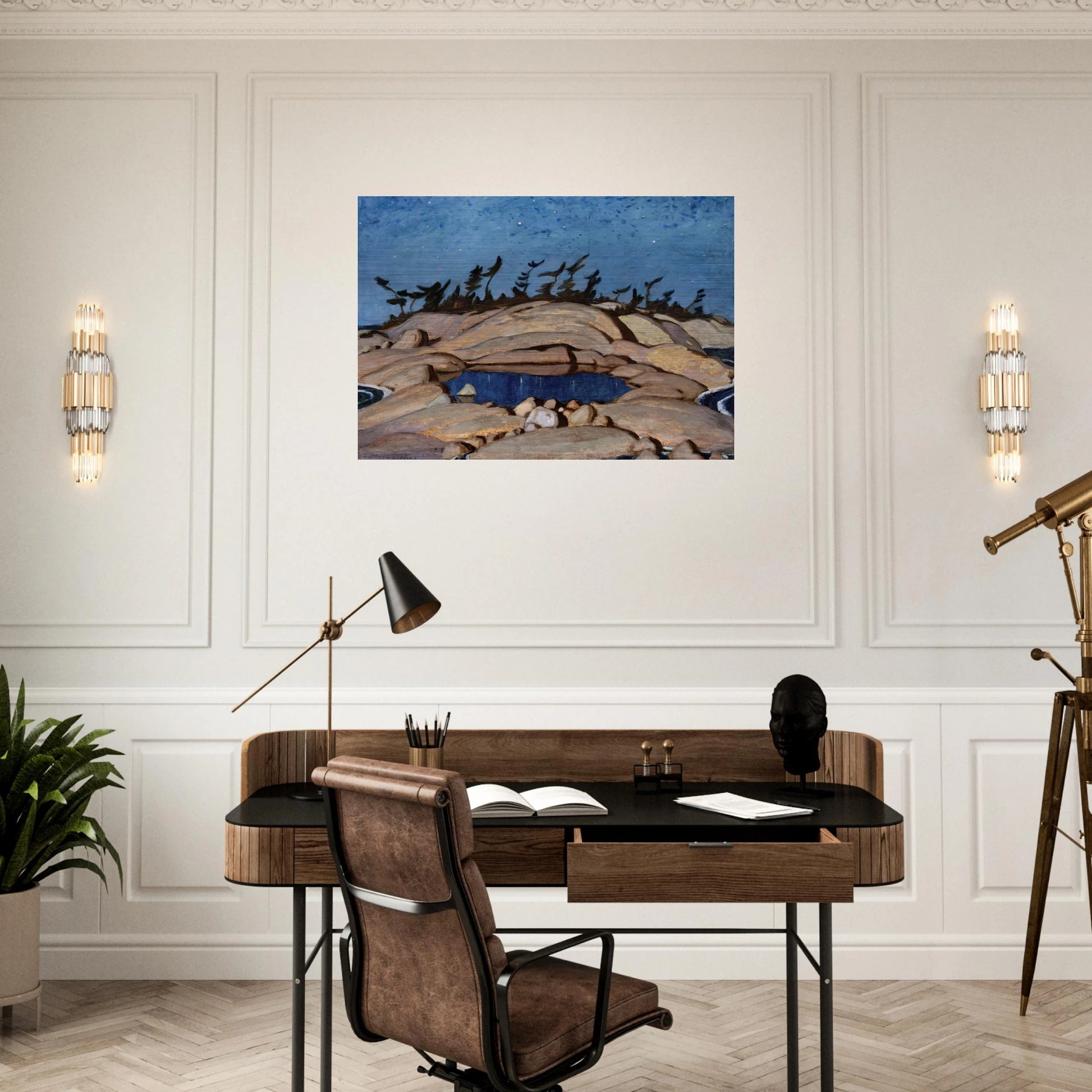 Night Pine Island - 1921 - A.Y. Jackson Brushed Aluminum Print - 70x100 cm / 28x40 inches | A.Y. Jackson Aluminum Print | A.Y. Jackson Prints