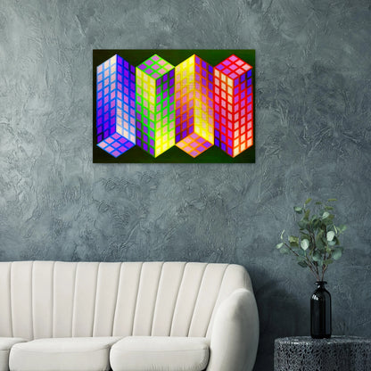 Torony-Nagy - 1969 - Victor Vasarely Brushed Aluminum Print - 70x100 cm / 28x40 inches | Victor Vasarely Aluminum Print | Victor Vasarely Prints