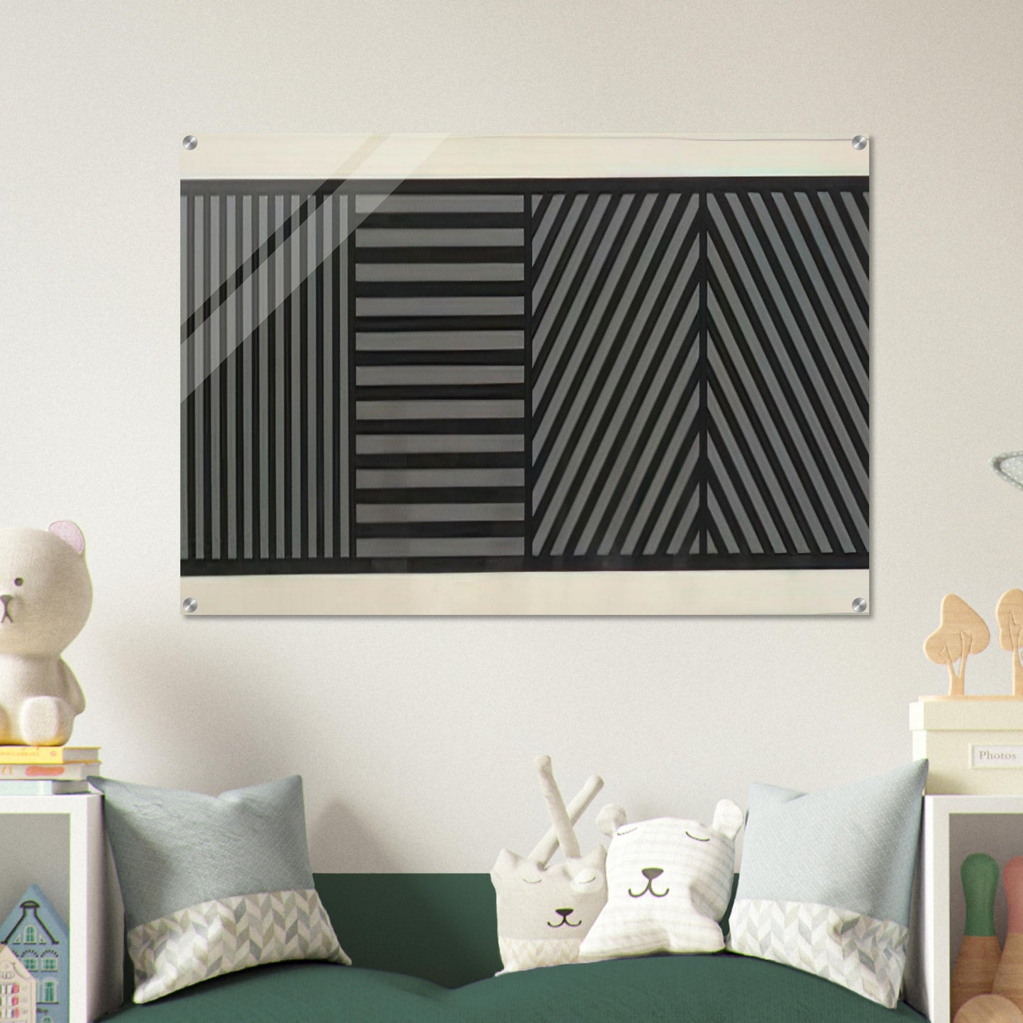 Bands of Lines One Inch Wide in Four Directions in Black and Gray - Sol LeWitt Acrylic Print - 70x100 cm / 28x40″ inches