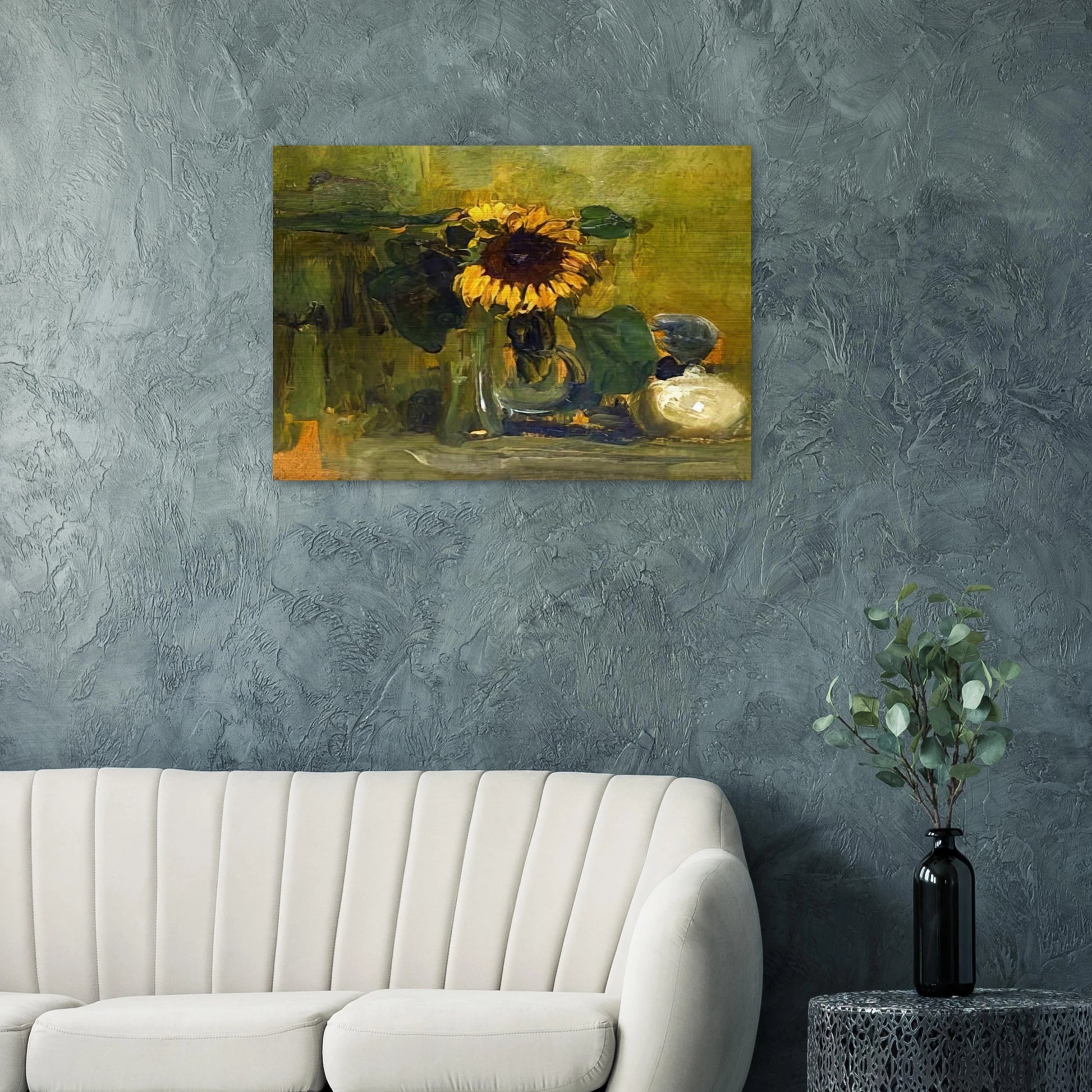 Still life with Sunflower - Piet Mondrian Brushed Aluminum Print - 70x100 cm / 28x40 inches | Piet Mondrian Aluminum Print | Piet Mondrian Prints