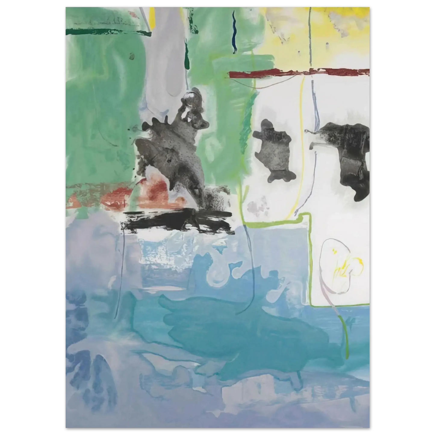 Helen Frankenthaler - West Wind - 1997 Wall art - 20x25 cm / 8x10 Inches - Premium Wooden Framed Poster With Fine Art Paper - Wood frame