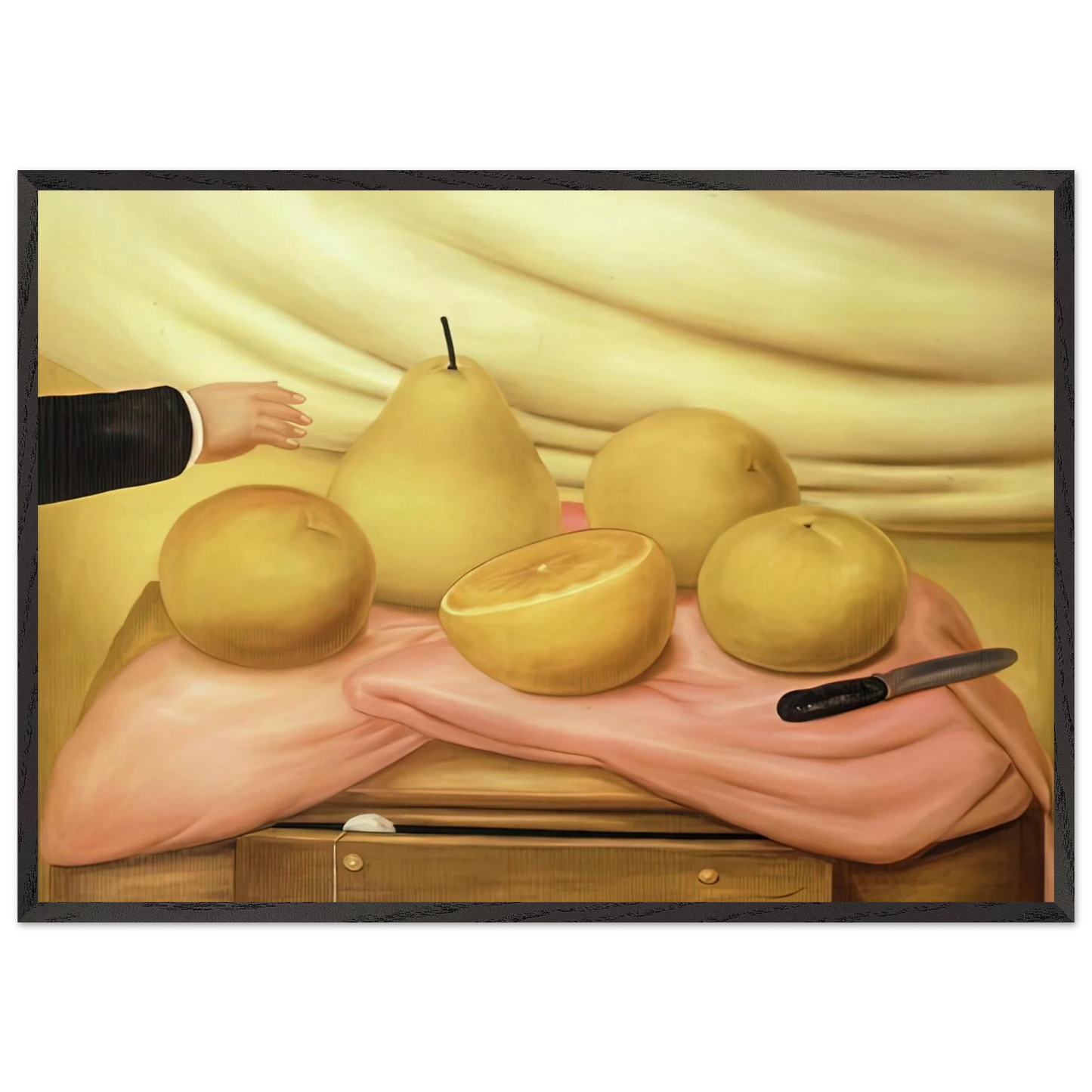 STILL LIFE WITH FRUITS - Fernando Botero 70x100 cm / 28x40 inches Framed Art Print – Black Wooden Frame