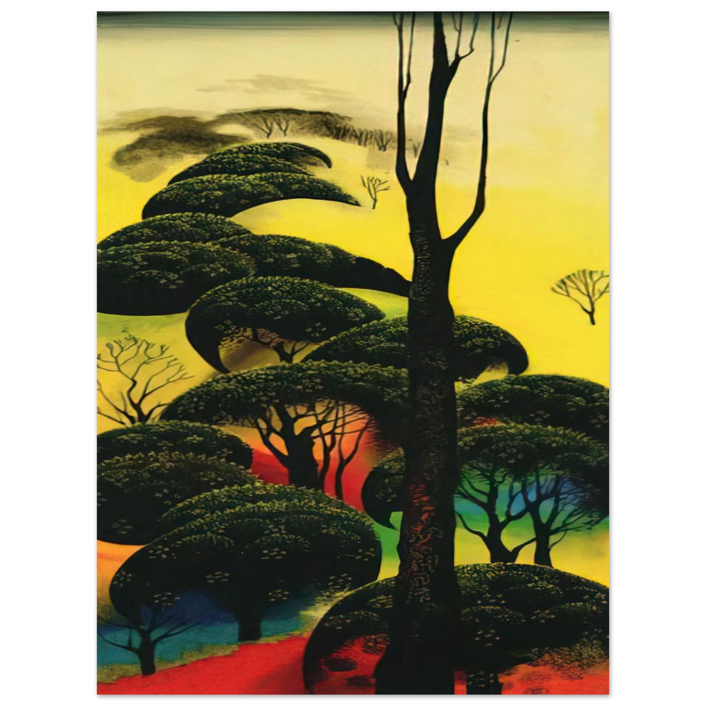 Eyvind Earle - Climbing Oaks  75x100 cm / 30x40inches Fine Art Poster