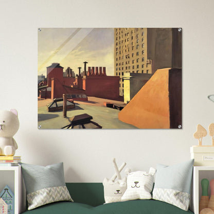 City Roofs - Edward Hopper Acrylic Print - 70x100 cm / 28x40″ inches | Edward Hopper Wall Art | Edward Hopper Prints