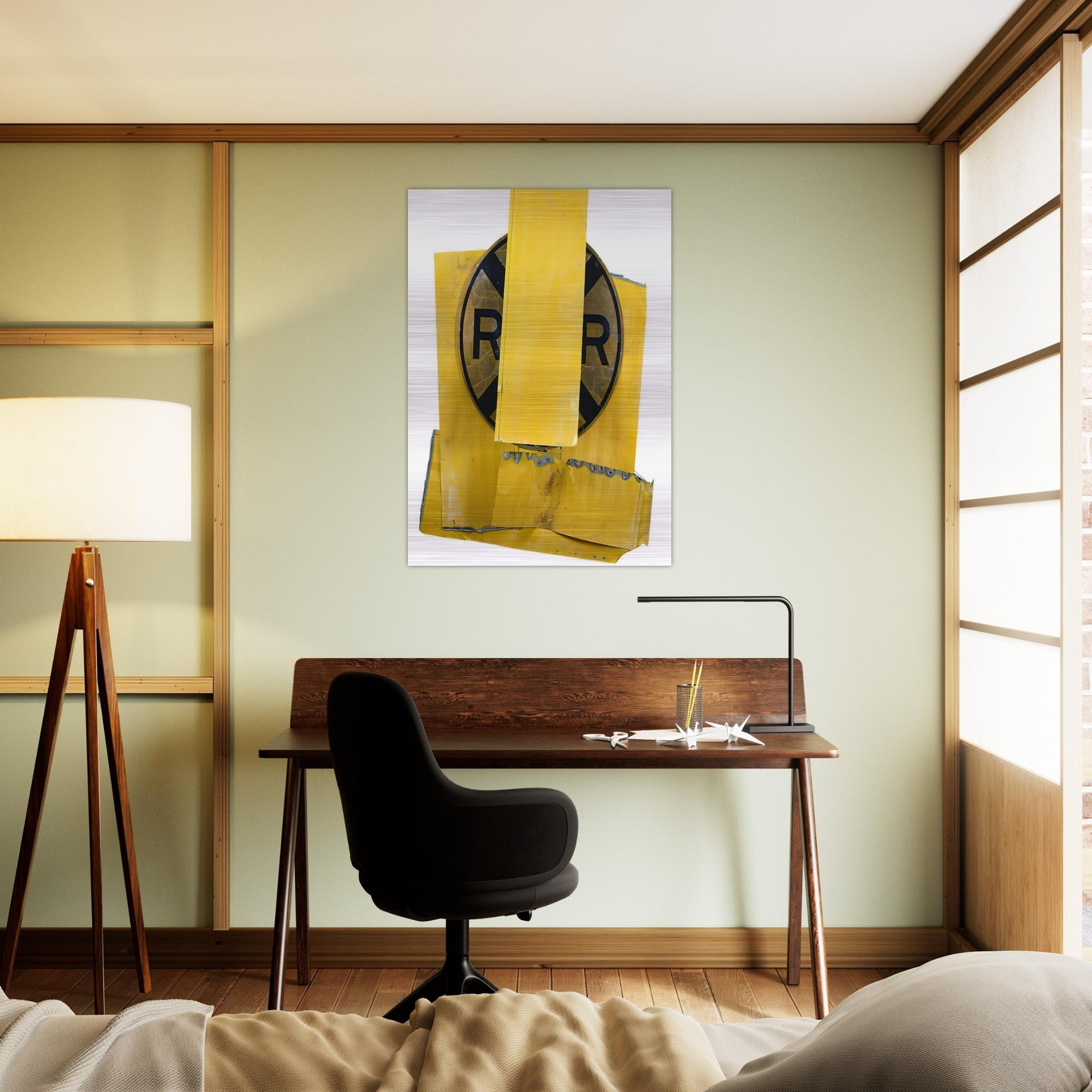 YELLOW VISOR GLUT 1989 - Robert Rauschenberg Brushed Aluminum Print - 70x100 cm / 28x40 inches | Robert Rauschenberg Aluminum Print | Robert Rauschenberg Prints