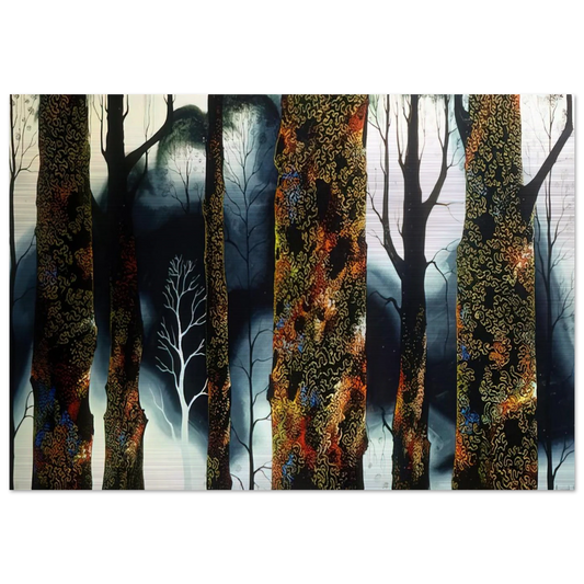 Jewel Trees - Eyvind Earle Brushed Aluminum Print - 70x100 cm / 28x40 inches | Eyvind Earle Aluminum Print | Eyvind Earle Prints