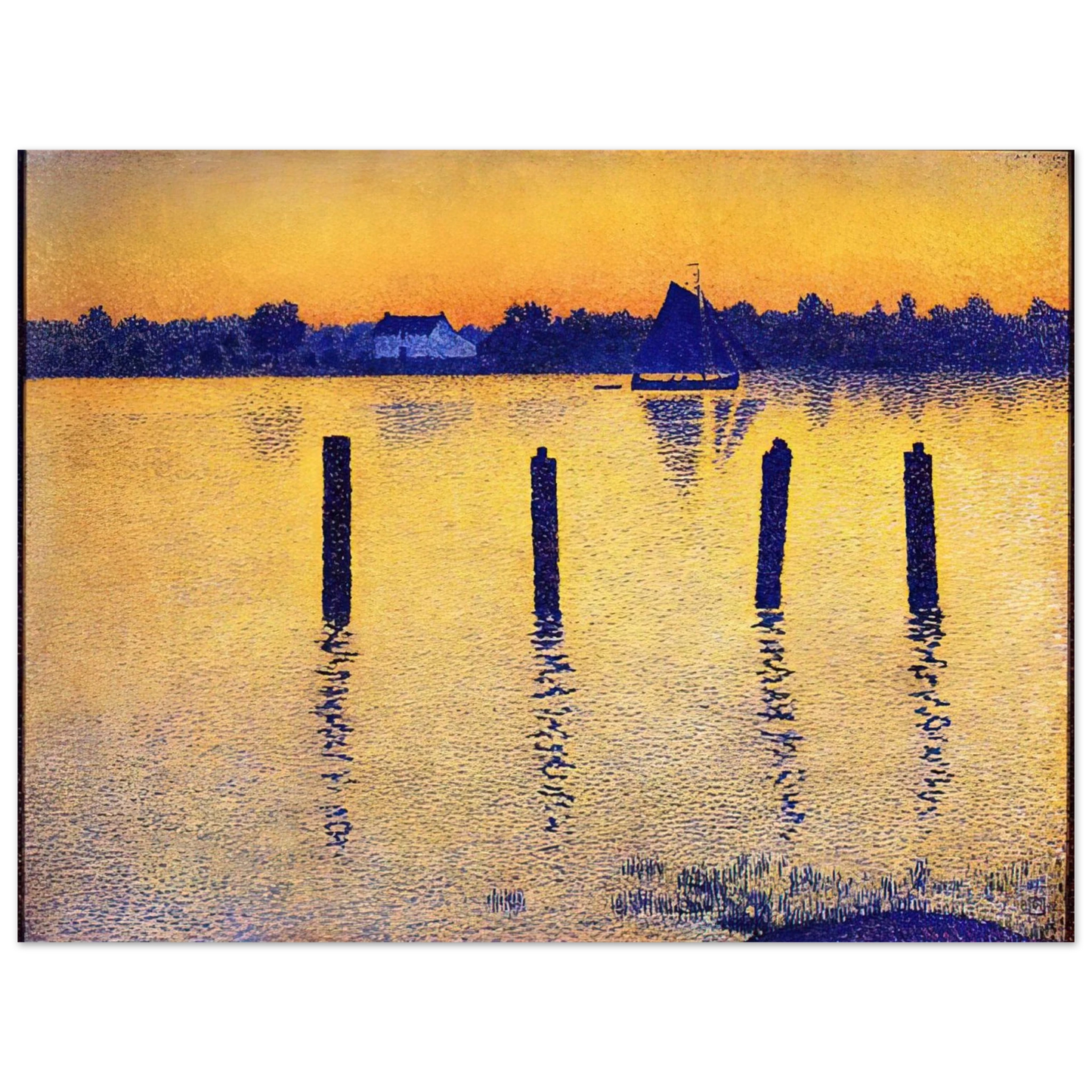 Theo van Rysselberghe - SAILBOATS ON THE RIVER SCHELDT 1892  75x100 cm / 30x40inches Fine Art Poster