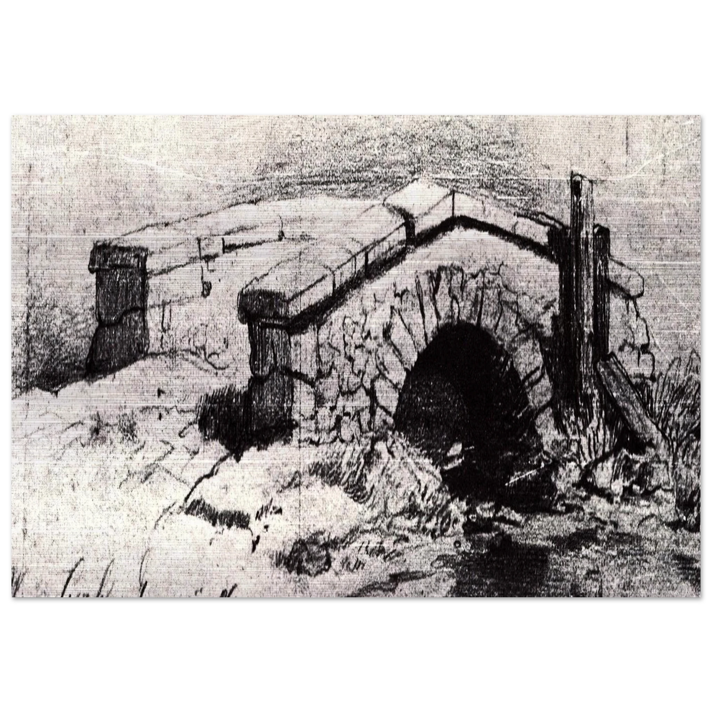 The Bridge - Vincent van Gogh Brushed Aluminum Print - 70x100 cm / 28x40 inches | Vincent van Gogh Aluminum Print | Vincent van Gogh Prints