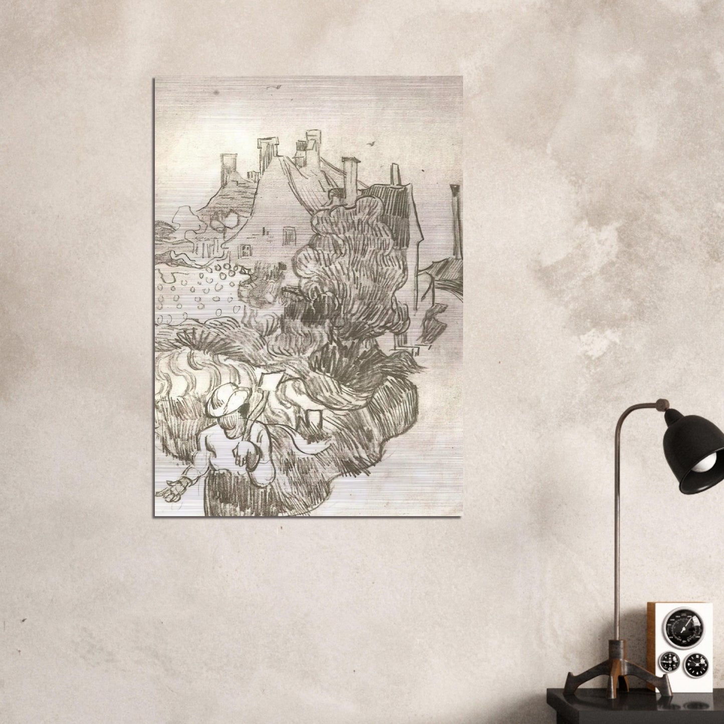 A House at Auvers - Vincent van Gogh Brushed Aluminum Print - 70x100 cm / 28x40 inches | Vincent van Gogh Aluminum Print | Vincent van Gogh Prints