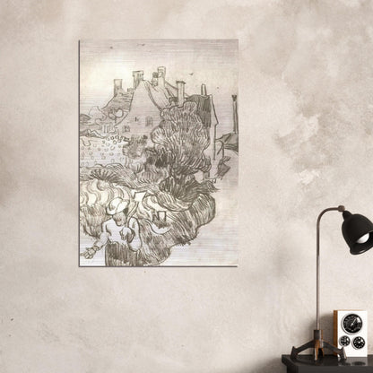 A House at Auvers - Vincent van Gogh Brushed Aluminum Print - 70x100 cm / 28x40 inches | Vincent van Gogh Aluminum Print | Vincent van Gogh Prints