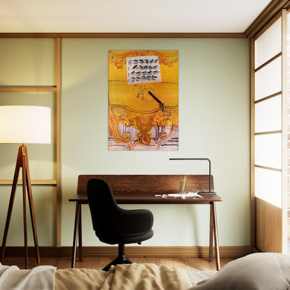 THE YELLOW CONSOLE WITH A VIOLIN 1949 - Raoul Dufy Brushed Aluminum Print - 70x100 cm / 28x40 inches | Raoul Dufy Aluminum Print | Raoul Dufy Prints