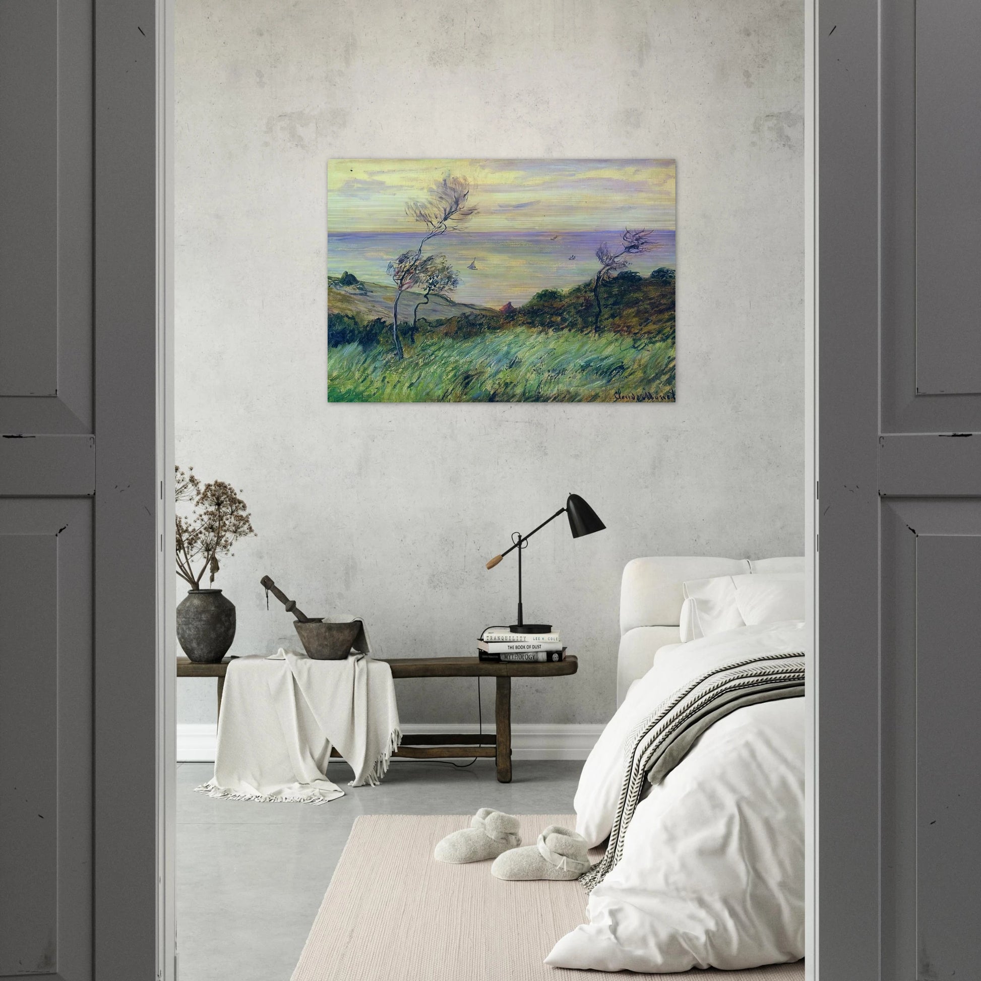 Cliffs of Varengeville, Gust of Wind - claude monet Brushed Aluminum Print - 70x100 cm / 28x40 inches | claude monet Aluminum Print | claude monet Prints