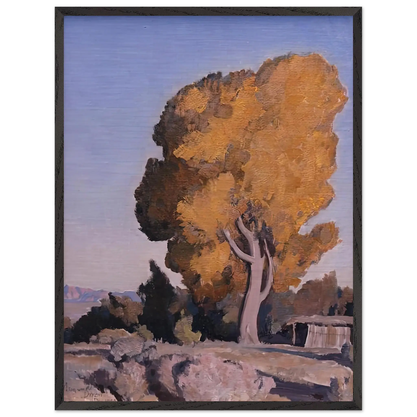 Maynard Dixon - LOW COUNTRY COTTONWOOD 1940 Wall art - 13x18 cm / 5x7 Inches - Premium Wooden Framed Poster With Fine Art Paper - Black frame