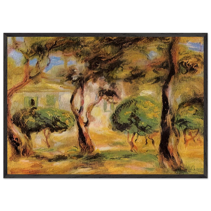 The Garden Collettes - Pierre-Auguste Renoir 70x100 cm / 28x40 inches Framed Art Print – Black Wooden Frame