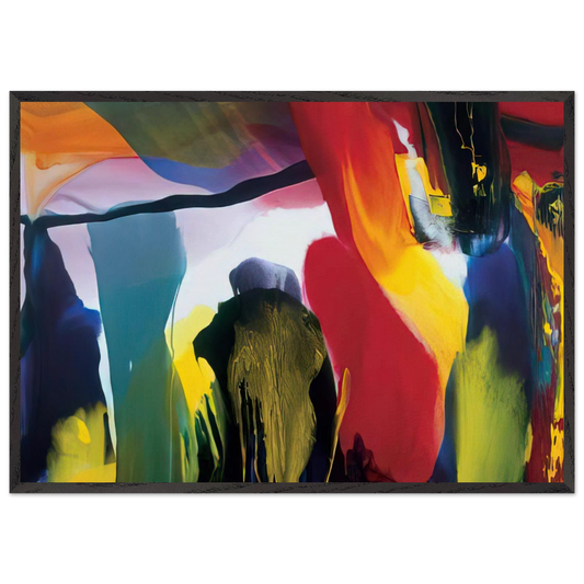 Phenomena Solstice Encounter - 2003 - Paul Jenkins 70x100 cm / 28x40 inches Framed Art Print – Black Wooden Frame