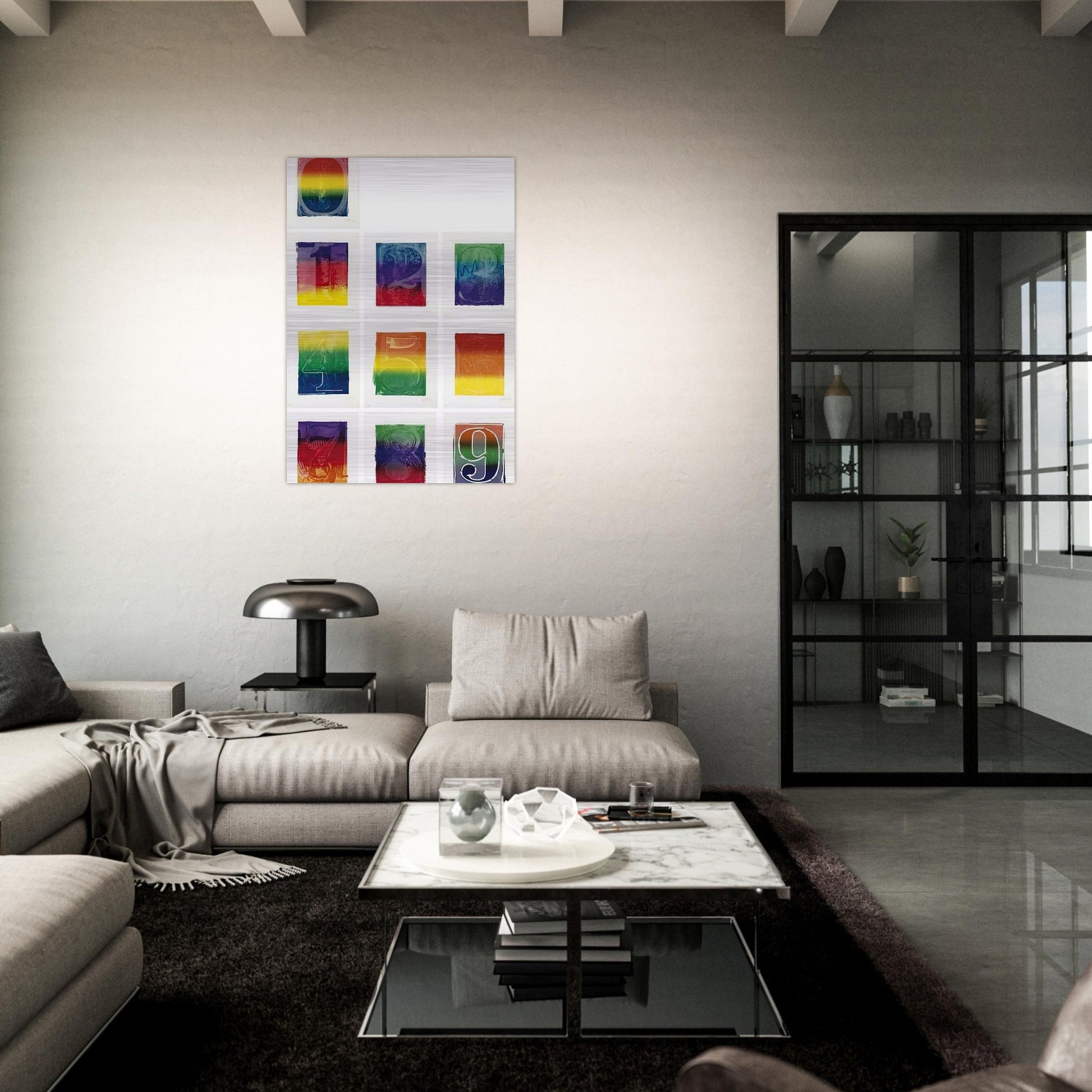 COLOR NUMERAL SERIES ULAE 59 68 1969 - Jasper Johns Brushed Aluminum Print - 70x100 cm / 28x40 inches | Jasper Johns Aluminum Print | Jasper Johns Prints