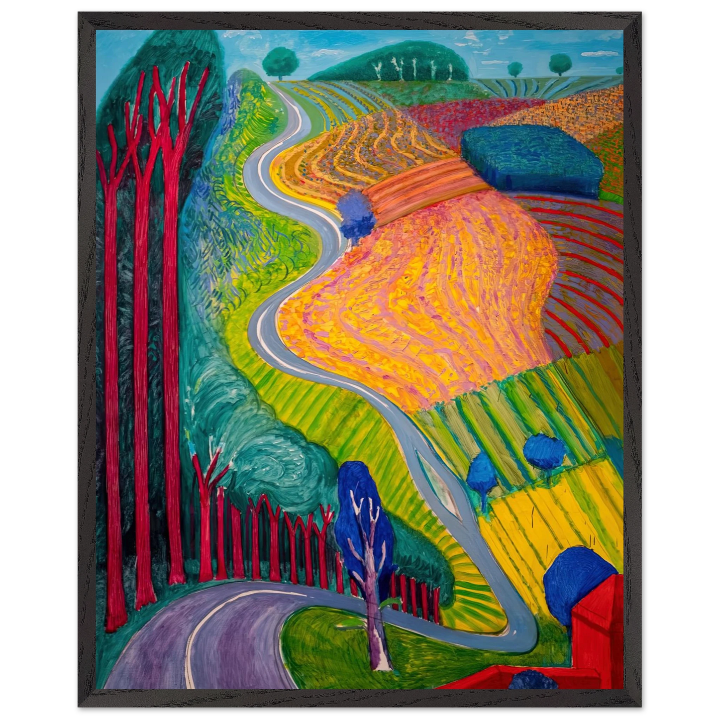David Hockney - David Hockney Wall art - 13x18 cm / 5x7 inches - Premium Wooden Framed Poster With Fine Art Paper-canvas - White frame
