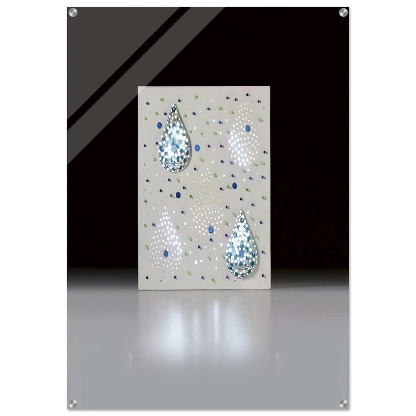 Lumínica con dos gotas Composición con gotas de agua - 1970 - Gyula Kosice Acrylic Print - 70x100 cm / 28x40″ inches | Gyula Kosice Wall Art | Gyula Kosice Prints