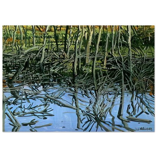 Study for Low Water - Knight's Flowage - 1980 - Neil Welliver Brushed Aluminum Print - 70x100 cm / 28x40 inches | Neil Welliver Aluminum Print | Neil Welliver Prints