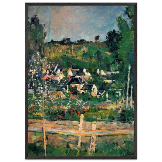 View of Auvers N1 - Paul Cezanne 70x100 cm / 28x40 inches Framed Art Print – Black Wooden Frame
