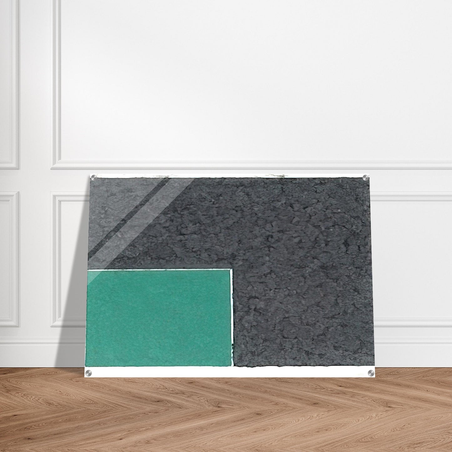 Colored Paper Image XVIII  Green Square with Grey  - Ellsworth Kelly Acrylic Print - 70x100 cm / 28x40″ inches