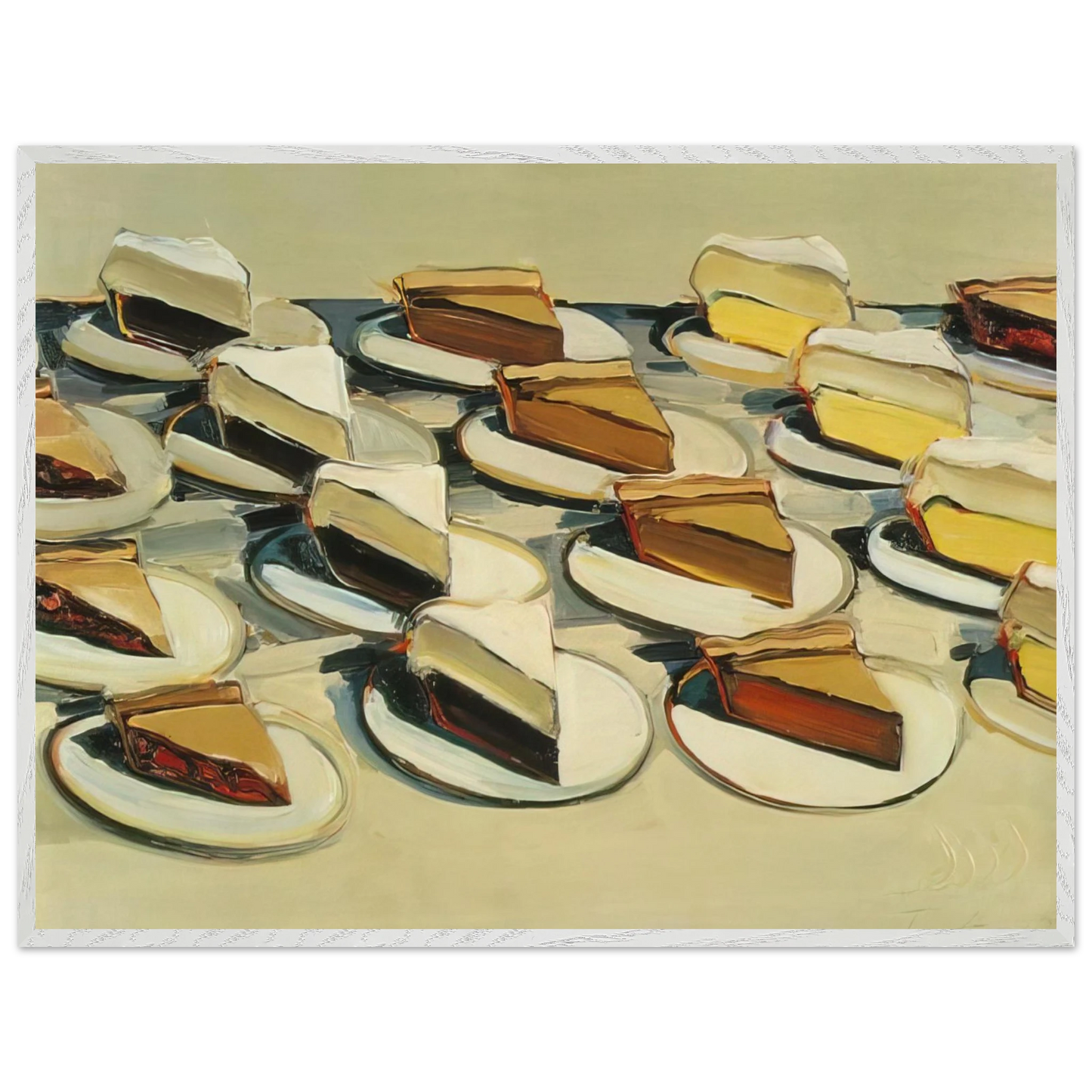 Wayne Thiebaud - Pies, Pies, Pies - 1961 Wall Art - 30x40 cm / 12x16 inches - Premium Wooden Framed Poster With Fine Art Paper-canvas - Black frame