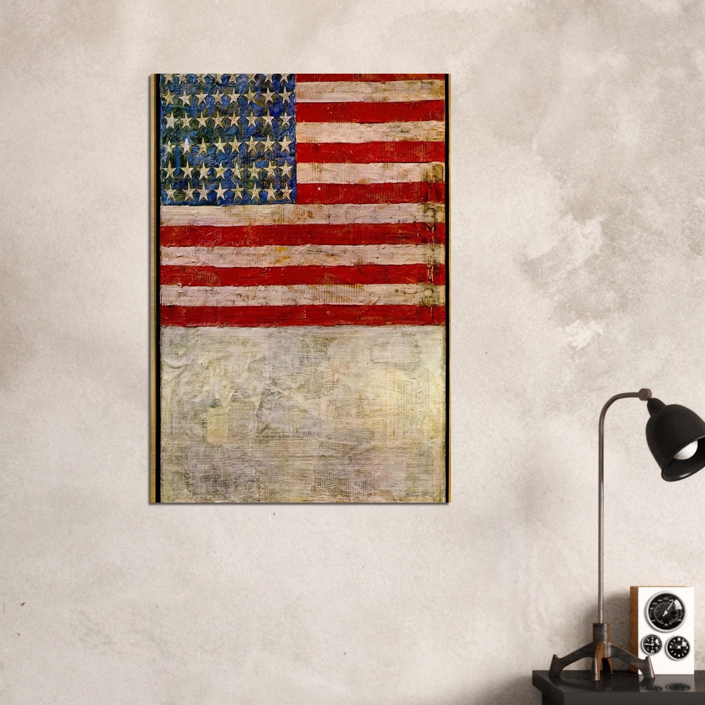 FLAG ABOVE WHITE - Jasper Johns Brushed Aluminum Print - 70x100 cm / 28x40 inches | Jasper Johns Aluminum Print | Jasper Johns Prints