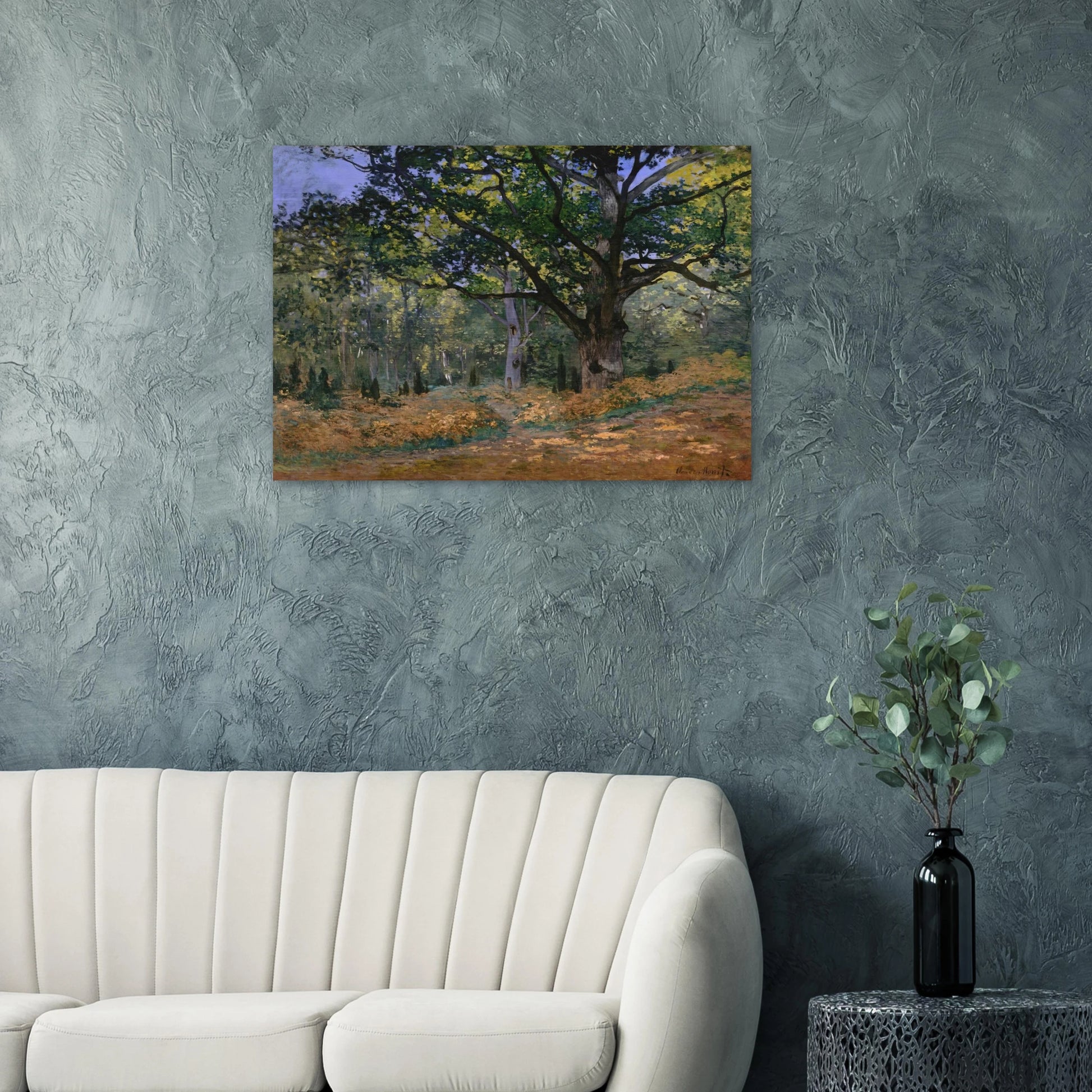 The Bodmer Oak, Fontainebleau - claude monet Brushed Aluminum Print - 70x100 cm / 28x40 inches | claude monet Aluminum Print | claude monet Prints