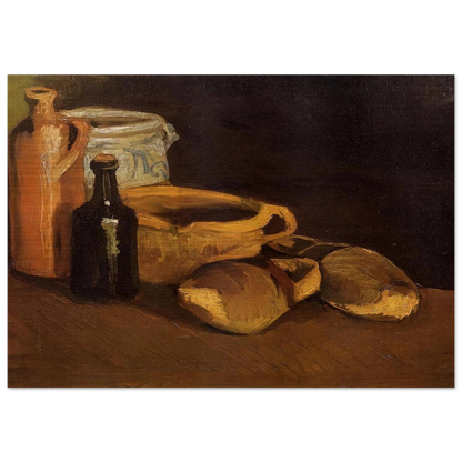 Still Life with Clogs and Pots - Vincent van Gogh Brushed Aluminum Print - 70x100 cm / 28x40 inches | Vincent van Gogh Aluminum Print | Vincent van Gogh Prints