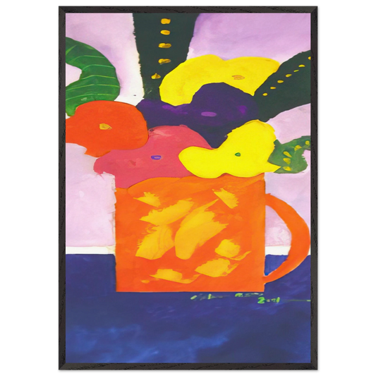Jar With Flowers - 2001 - Aldemir Martins 70x100 cm / 28x40 inches Framed Art Print – Black Wooden Frame