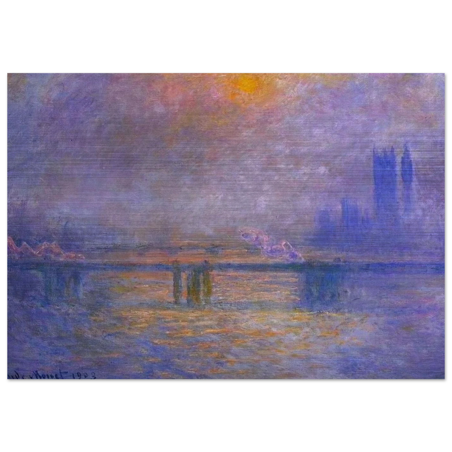 Charing Cross Bridge, The Thames 02 - claude monet Brushed Aluminum Print - 70x100 cm / 28x40 inches | claude monet Aluminum Print | claude monet Prints