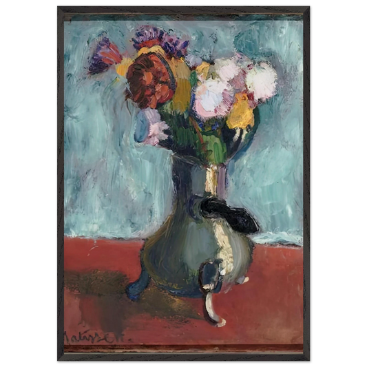 BOUQUET OF FLOWERS IN CHOCOLATE 1902 - Henri Matisse 70x100 cm / 28x40 inches Framed Art Print – Black Wooden Frame