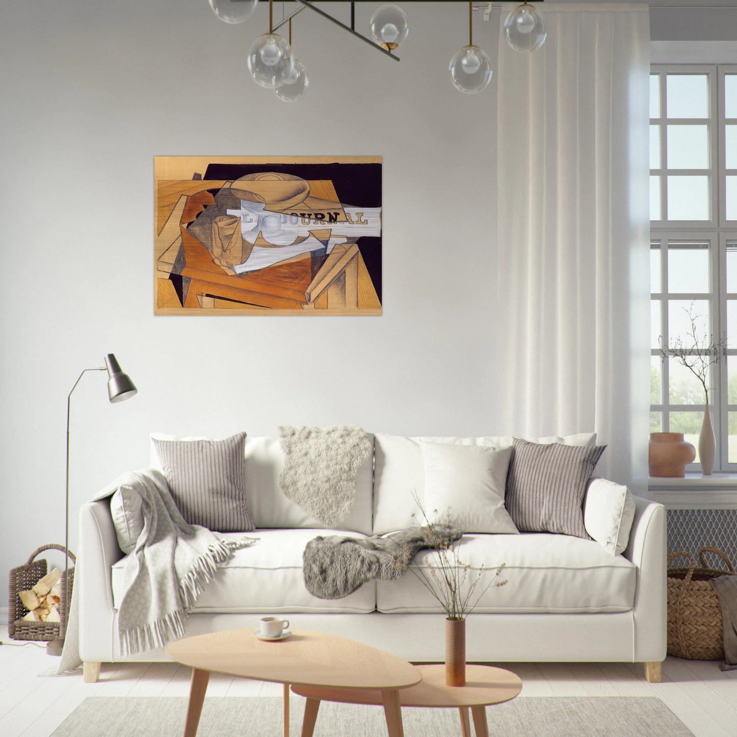 BOWL GLASS AND NEWSPAPER - Juan Gris Brushed Aluminum Print - 70x100 cm / 28x40 inches | Juan Gris Aluminum Print | Juan Gris Prints