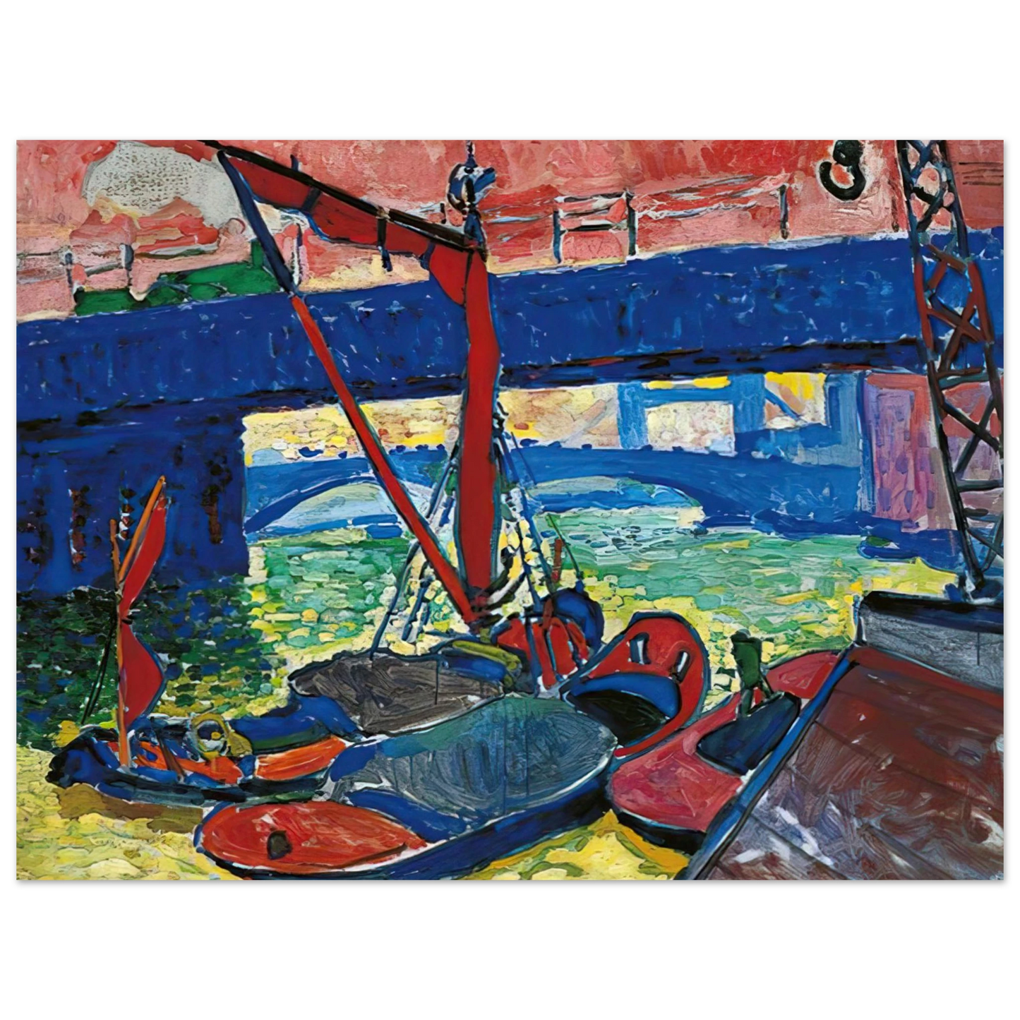 Andre Derain - BARGES ON THE THAMES 1906  75x100 cm / 30x40inches Fine Art Poster