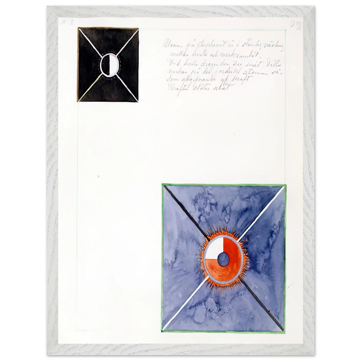 Hilma af Klint - ATOM SERIES NO 8 ATOM ON THE ETHER PLANE IS IN CONSTANT CHANGE BETWEEN REST AND ACTIVITY AT THE 1917 Wall art - 28x43  cm / XL (11x17 Inches) - Premium Wooden Framed Poster With Fine Art Paper - Black frame