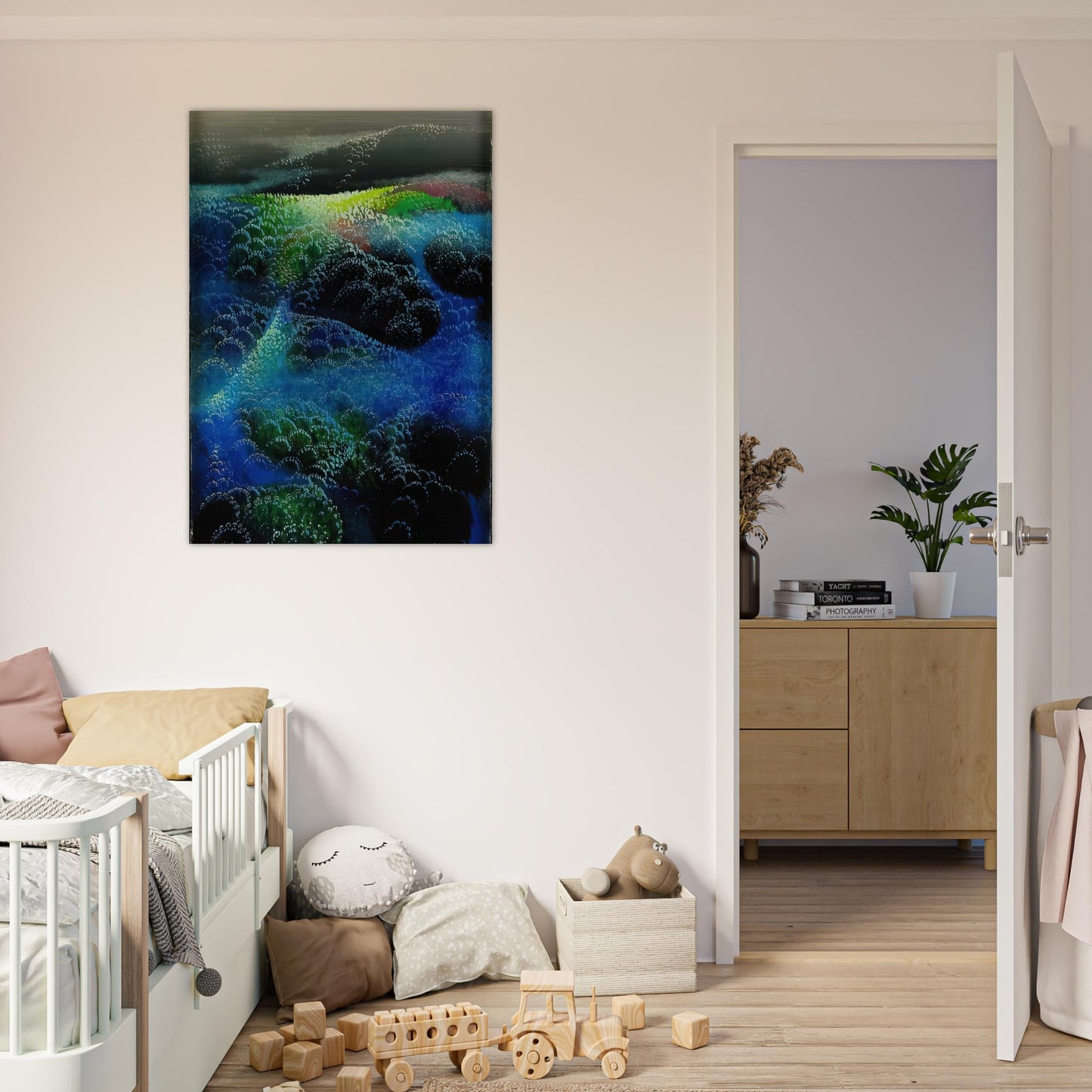 Fields Of Fog - Eyvind Earle Brushed Aluminum Print - 70x100 cm / 28x40 inches | Eyvind Earle Aluminum Print | Eyvind Earle Prints